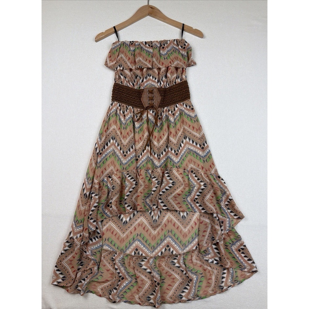 Papaya Strapless High-Low Dress Size S Boho Festival Hippie Coachella Western